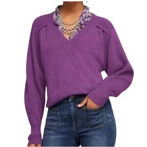 CAbi Womens Luxury V-Neck Pullover Sweater Violet Purple Style 4098 Sz S